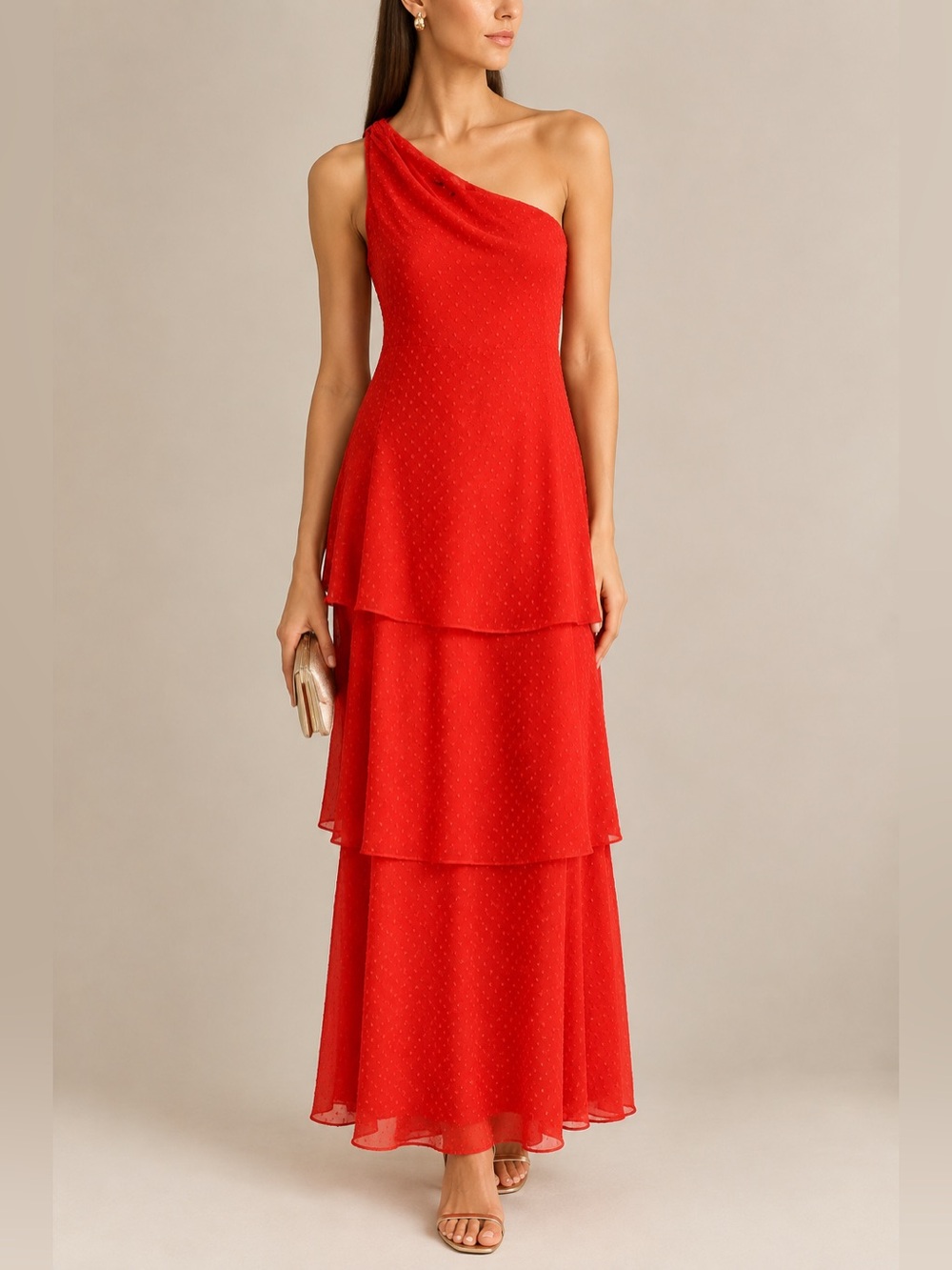 Rachel Roy Elegant One-Shoulder Coral Orange Dress NEW Size 6